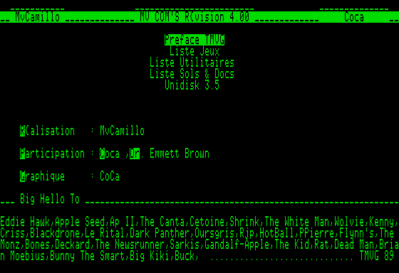 Menu MvCom's 4